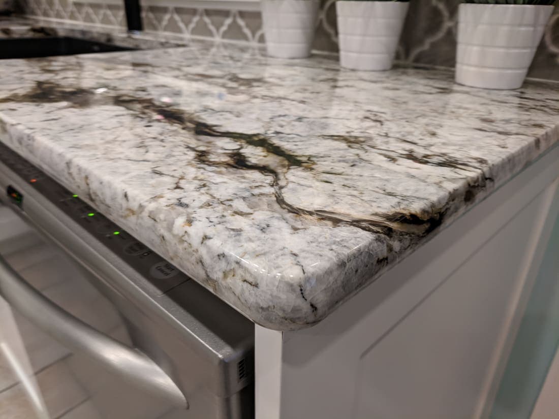 Dramatic veined granite surface