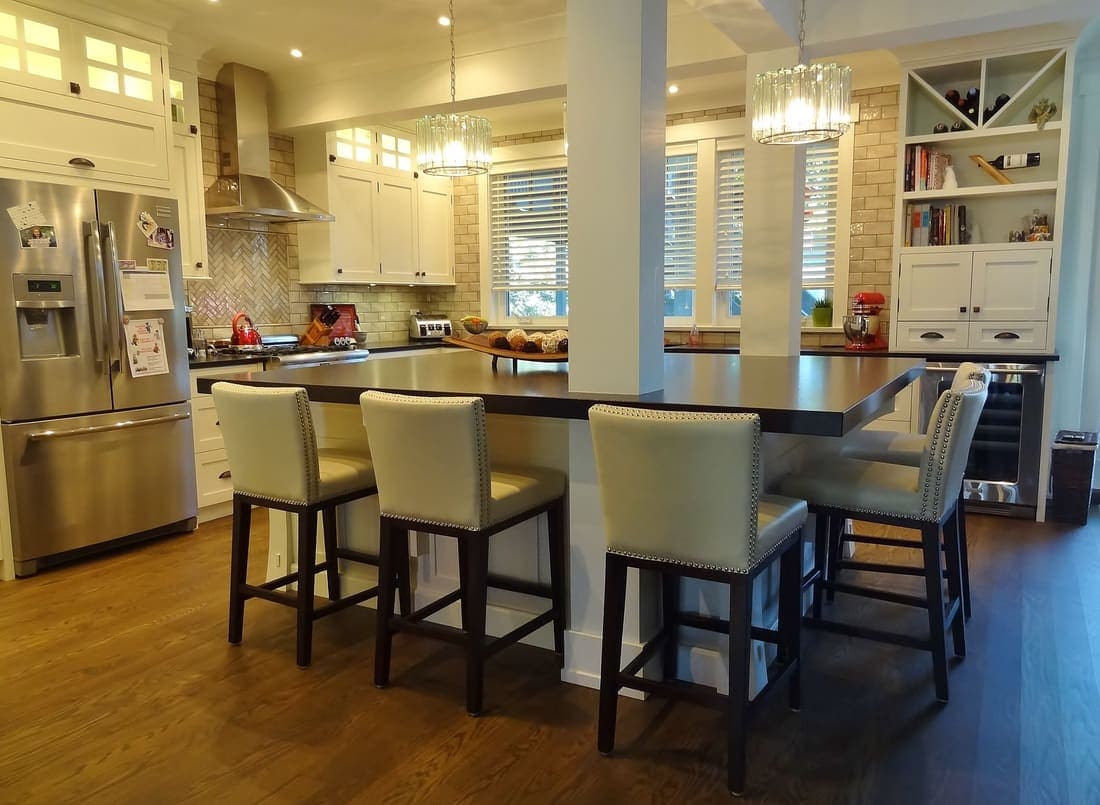 Open-concept island with bar seating